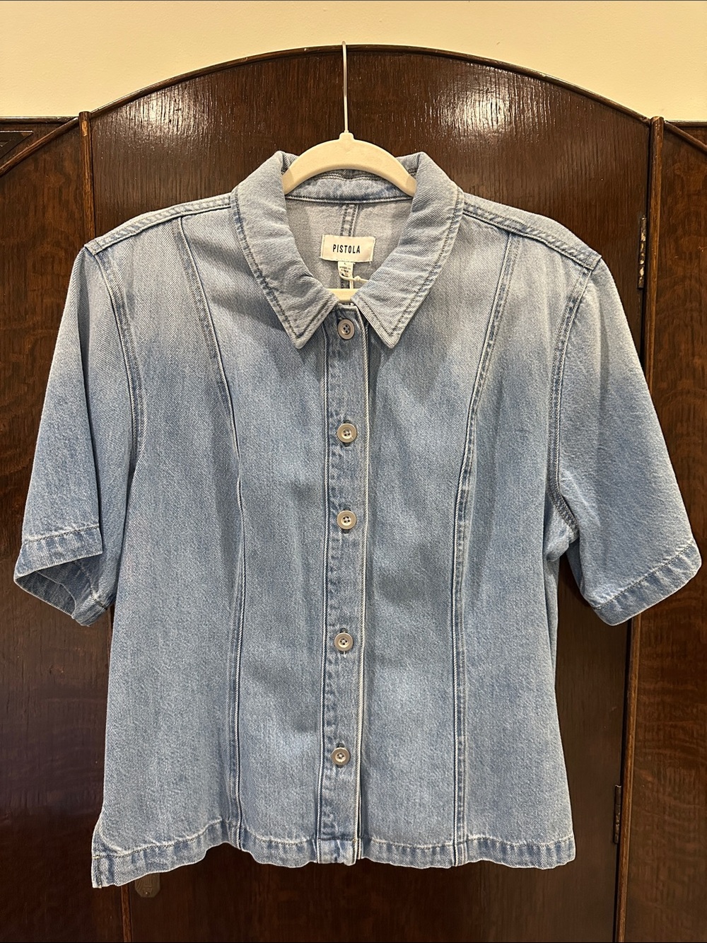 pistola Light Blue Short Sleeve Denim Button-Front Shirt